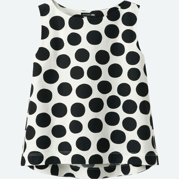 UNIQLO Marimekko Black and White Polka Dot Blouse Limitef Editon Collection - Picture 1 of 8